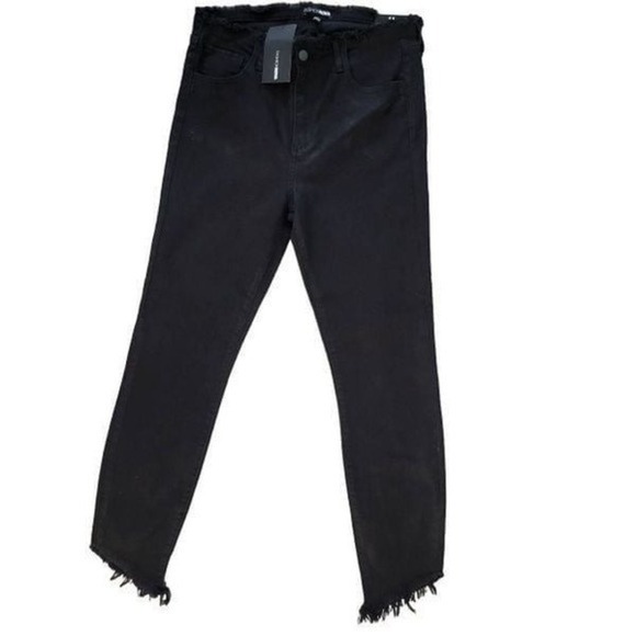 Fashion Nova Denim - Fashion Nova Black High Waisted Frayed Hem Cropped Denim Jeans Size 11